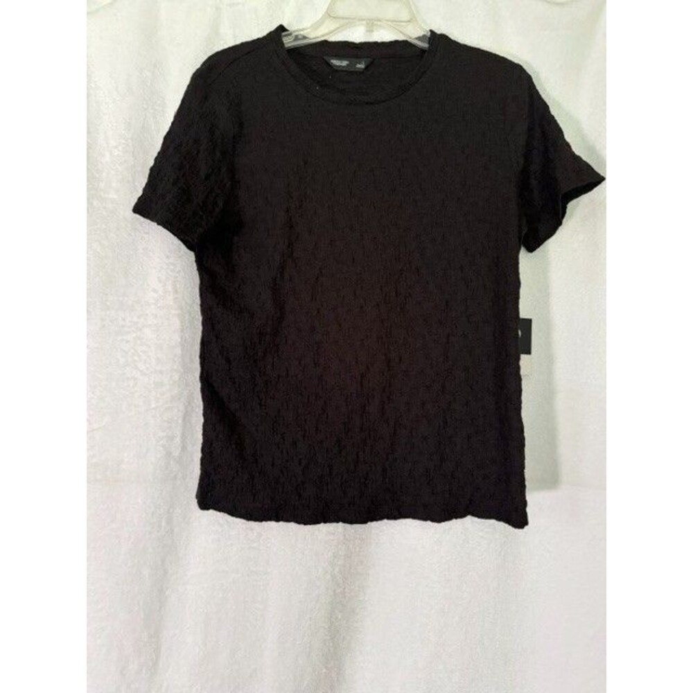 Simply Vera Vera Wang Women’s Black Textured Short Sleeve Top Size Large NWT